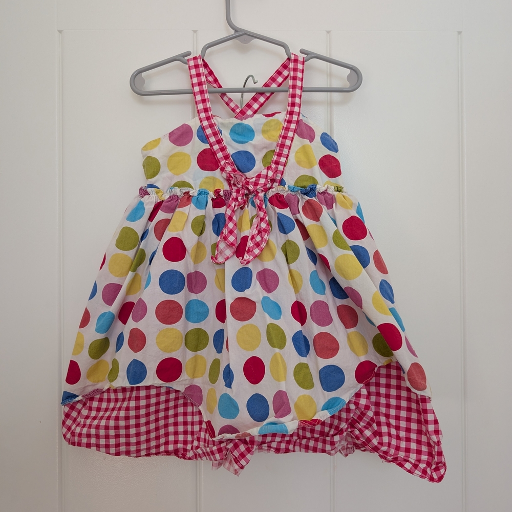 Jelly The Pug 4T Girls Polka Dot & Gingham Sundress - Multi Color